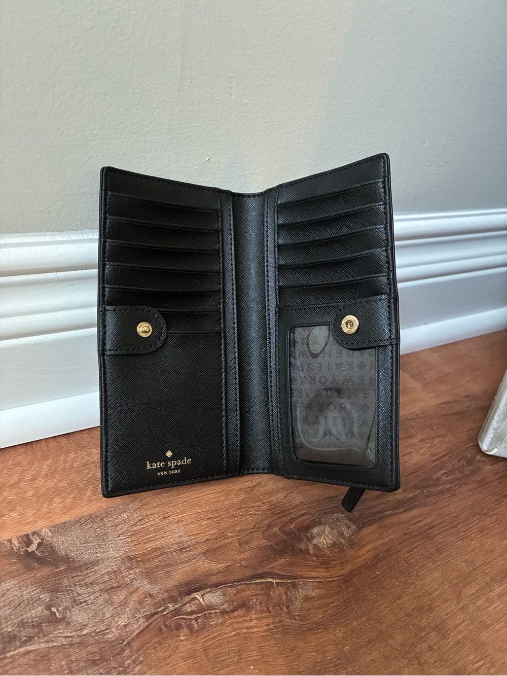 Kate Spade Black And Silver Glitter Stripe Wallet - Picture 13 of 14
